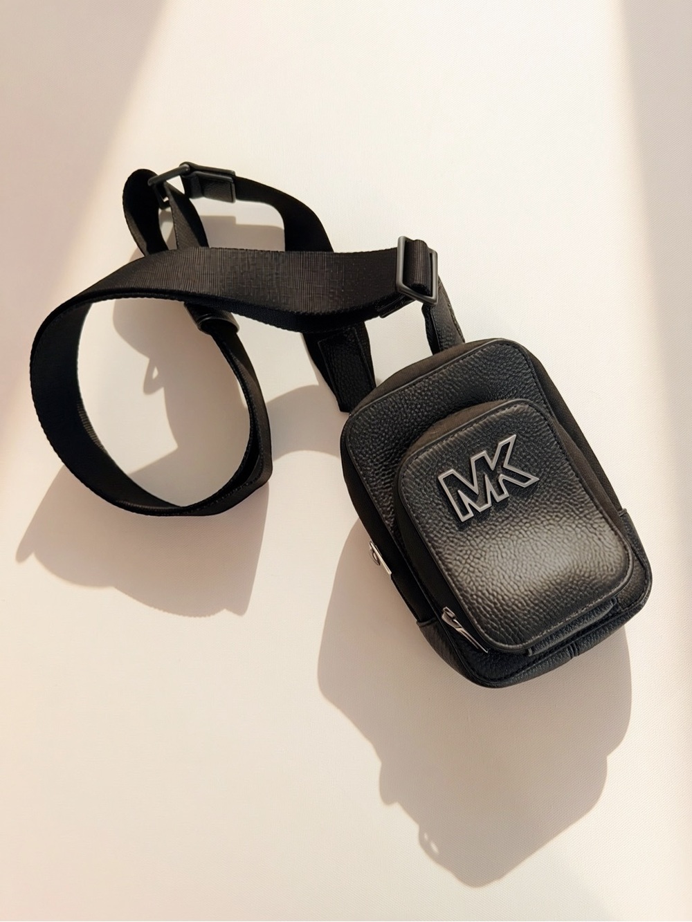 Michael Kors Black Pebbled Sling Bag with MK Logo